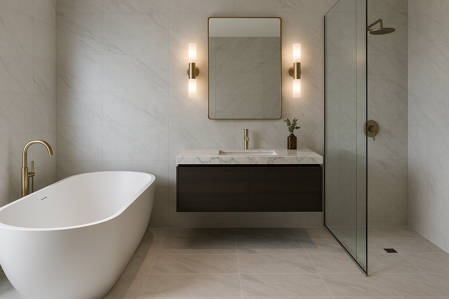 Warm modern kitchen with wood cabinetry