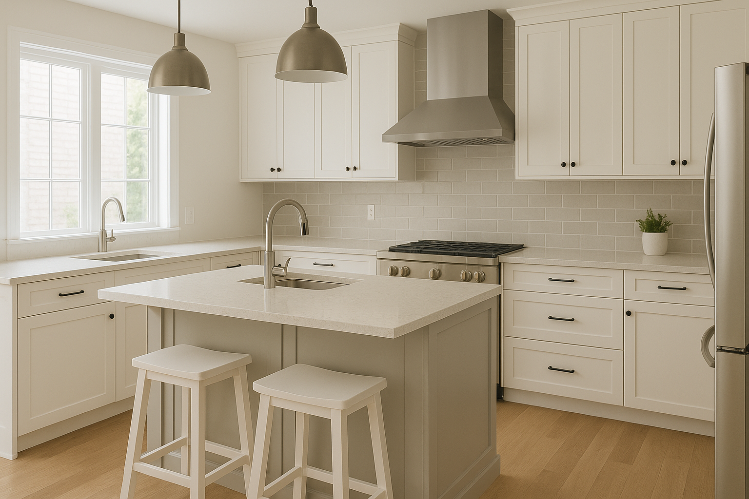 Contemporary kitchen with wood and black accents